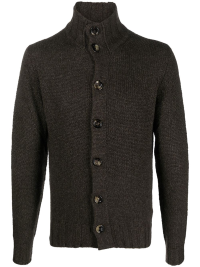 Dell'oglio Stand-collar Button-front Cardigan In 褐色