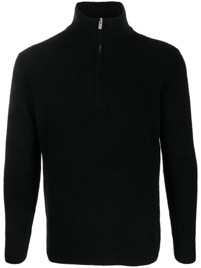 Dell'oglio Stand-collar Half-zip Jumper In 黑色