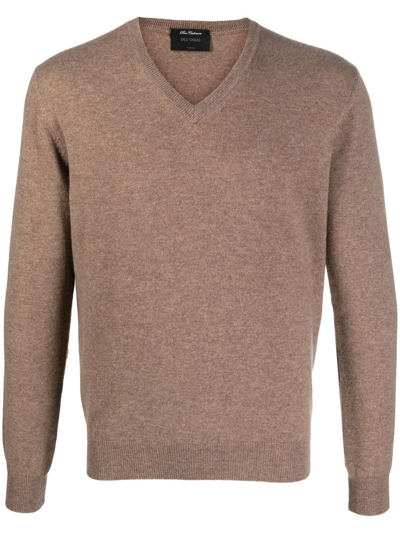 Dell'oglio V-neck Fine-knit Jumper In 褐色