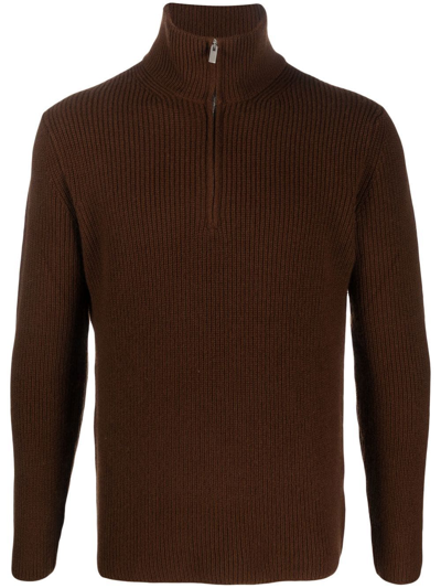 Dell'oglio Stand-collar Half-zip Jumper In 褐色