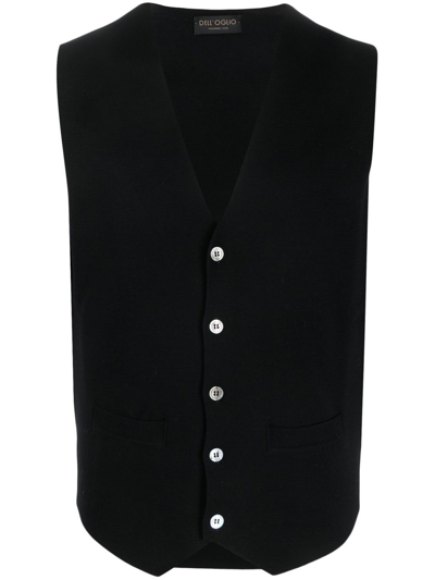 Dell'oglio V-neck Fine-knit Vest In 黑色