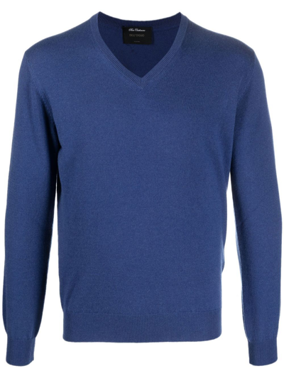 Dell'oglio V-neck Fine-knit Jumper In 蓝色