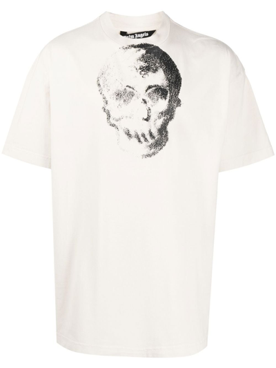 Palm Angels Skull-printed Boxy-fit Cotton-jersey T-shirt In White Black
