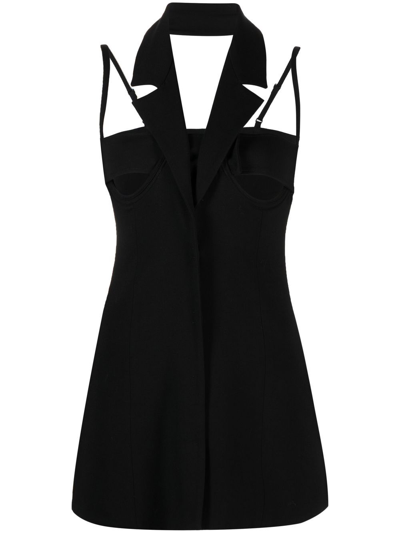 Alessandro Vigilante Cut-out Halterneck Blazer Dress In 黑色