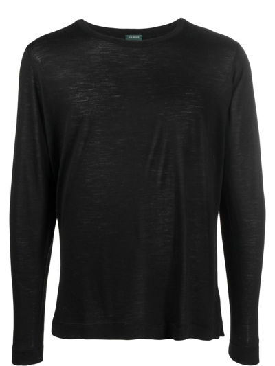 Zanone Burn-out Effect T-shirt In Z0015 Black