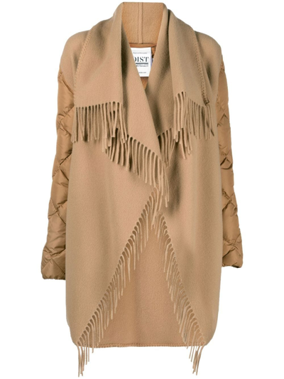 Moncler Wool Fringe Cape In Brown