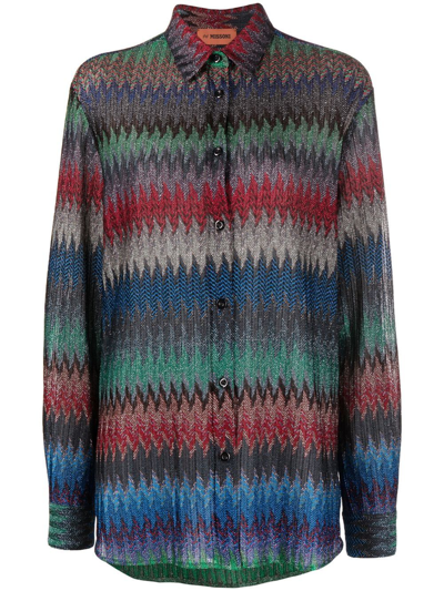 Missoni Chevron Knit Shirt In Multicolor