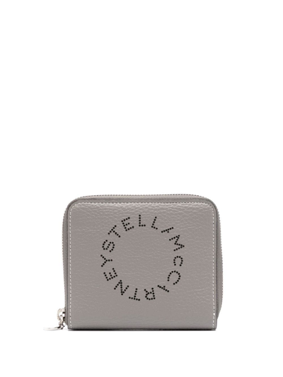 Stella Mccartney Logo-print Zipped Wallet In Grey