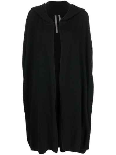 Rick Owens Hooded Knitted Cardi-coat In Schwarz