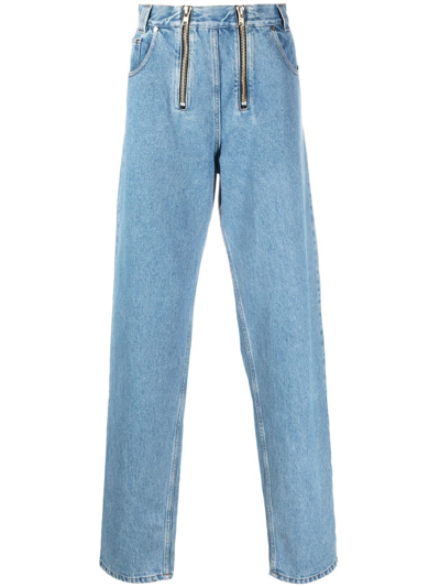 Gmbh Zip-detail Straight-leg Jeans In Blue