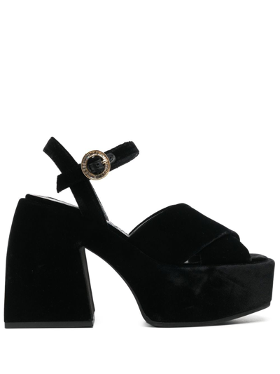 Nodaleto 85mm Bulla Joni Velvet Sandals In Black