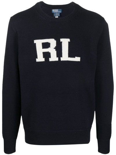 Polo Ralph Lauren Logo-intarsia Jumper In Black