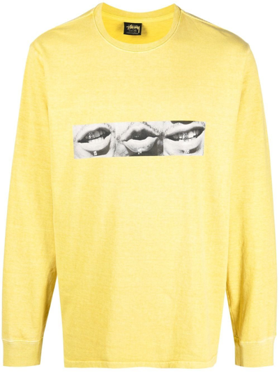 Stussy Graphic-print Long-sleeve T-shirt In 黄色