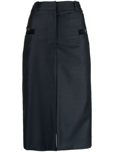 Eftychia High-waist Wool-mohair Skirt In 蓝色