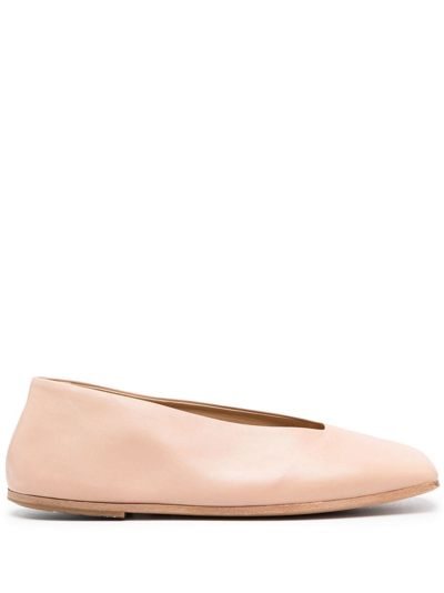 Marsèll Square-toe Leather Ballerina Shoes In Nude