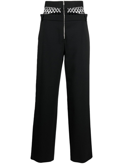 Dion Lee Fishnet-detail Tailored Trousers In Black