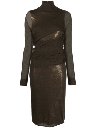 Victoria Beckham Virgin-wool Sequin-design Midi-dress In Multi