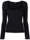 Rag & Bone Square Neck Ribbed Top In Black