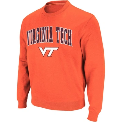 Colosseum Men's  Orange Virginia Tech Hokies Arch And Logo Crew Neck Sweatshirt