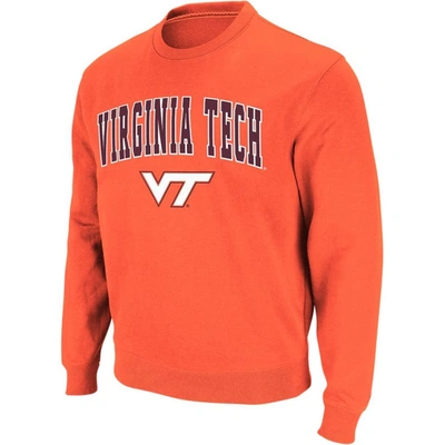 Colosseum Men's Virginia Tech Hokies Arch And Logo Crew Neck Sweatshirt In Orange