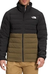 The North Face Belleview Stretch Water Repellent 600-fill Power Down Puffer Jacket In Tnf Black/ Military Olive