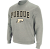Colosseum Men's Purdue Boilermakers Arch & Logo Crew Neck Sweatshirt In Heather Gray