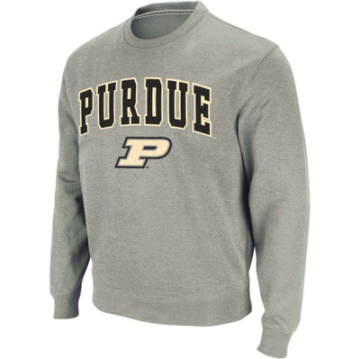 Colosseum Men's Purdue Boilermakers Arch & Logo Crew Neck Sweatshirt In Heather Gray
