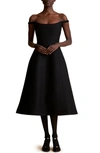 Khaite Uma Off-the-shoulder Wool-blend Midi Dress In Black