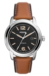 FOSSIL HERITAGE AUTOMATIC LEATHER STRAP WATCH, 43MM