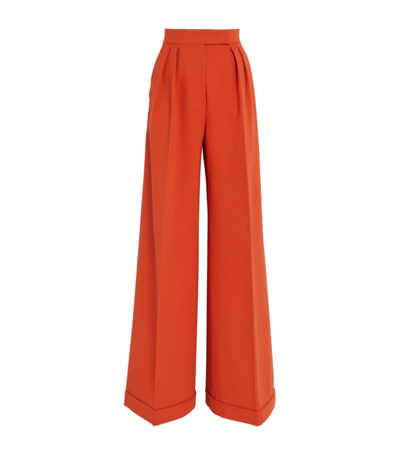 Max Mara Jersey Wide-leg Trousers In Orange,red