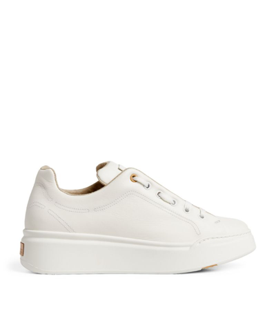 Max Mara White Leather Maxiv Sneakers In Optical White