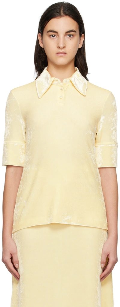 Jil Sander Off-white Pointed Collar Polo In 106 Cosmic Latte