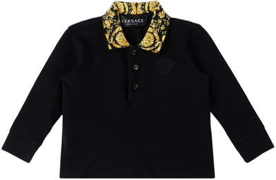 Versace Babies' Boys Black Cotton Polo Shirt