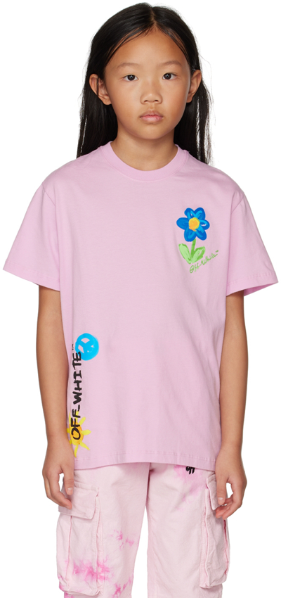 Off-white Kids Pink Tie-dye Shirt In Pink Black