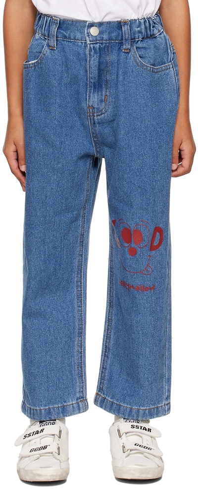 Jellymallow Kids Blue Good Smile Jeans In Indigo