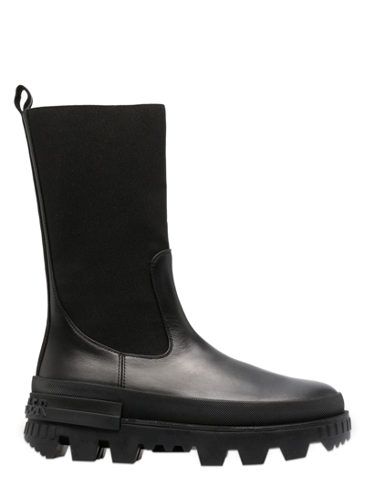 Moncler Leather Boots In Black