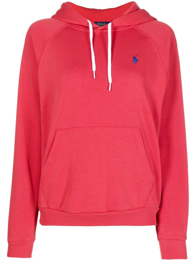 Polo Ralph Lauren Embroidered Logo Hoodie In Ibiscus Red