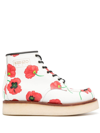Kenzo Yama Floral-print Lace-up Boots In White