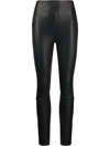 Good American Good Waist Leather Pull On Leggings In Black