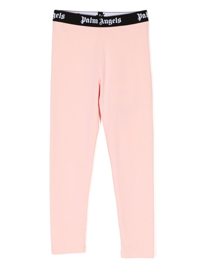 Palm Angels Kids' Logo Tape Leggings In Pink