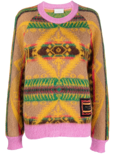Pierre-louis Mascia Abstract-pattern Knit Jumper In Yellow