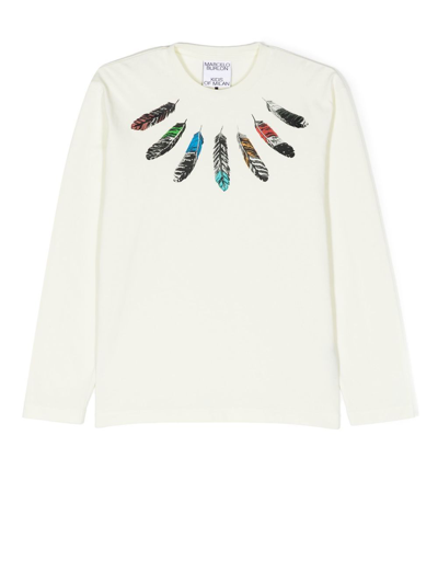 Marcelo Burlon County Of Milan Kids' Feathers Long-sleeve T-shirt In White