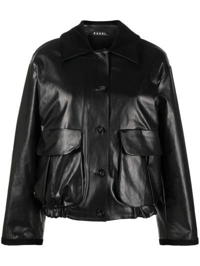 Kassl Editions Wide-sleeve Faux-leather Jacket In Black