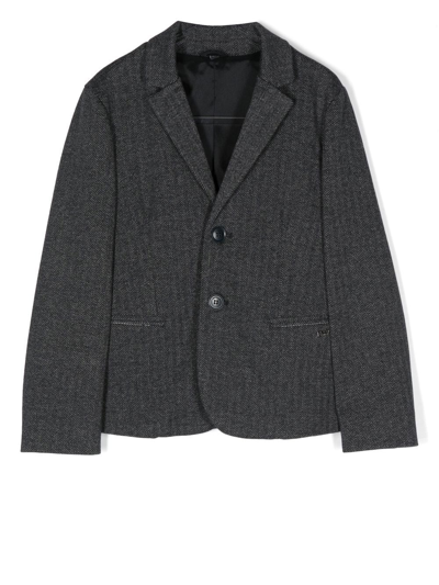 Emporio Armani Kids' Chevron-pattern Blazer In Blue