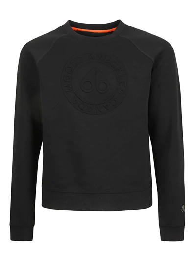 Moose Knuckles Debossed-logo Cotton-blend Sweatshirt In Black