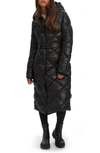 Noize Amiyah Belted Diamond Quilt Longline Jacket In Black