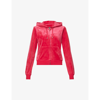 Juicy Couture Robertson Logo-embroidered Velour Hoody In Raspberry Sorbet124