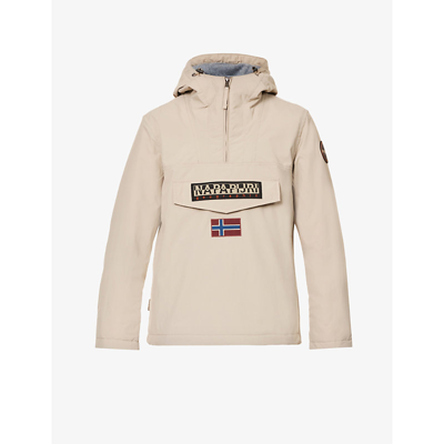 Napapijri Rainforest Brand-print Shell Hooded Jacket In Beige