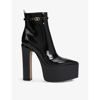 Valentino Tan-go 155 Leather Platform Ankle Boots In Black