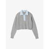 Sandro Cable-knit Polo Jumper In Noir / Gris